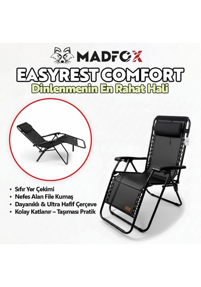 Madfox Easyrest Katlanır Şezlong Sandalye Çok Renkli
