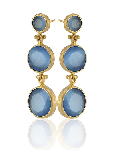 Kadir Jewellery 22 Ayar Altın Kaplama Vintage Küpe -el İşçiliği Ve Hipoalerjenik Küpe Buz Mavisi 01673613