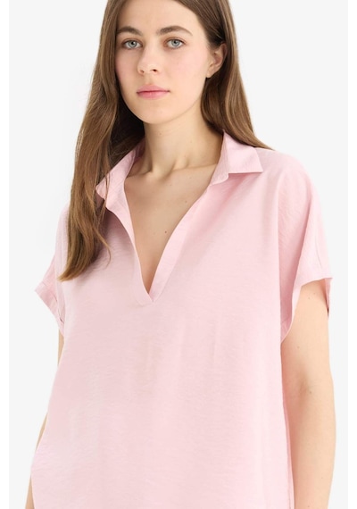 DeFacto Comfort Fit Gömlek Yaka Basic Düz Kısa Kollu Bluz E5989AX25SPPN130 DeFacto Comfort Fit Gömlek Yaka Basic Düz Kısa Kollu Bluz E5989AX25SPPN130