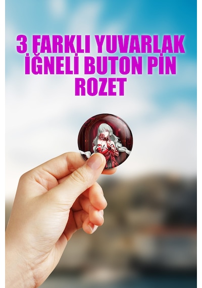 Çanta Süsü Rozet İğneli Buton Rozet Seti 3 Adet Üçlü