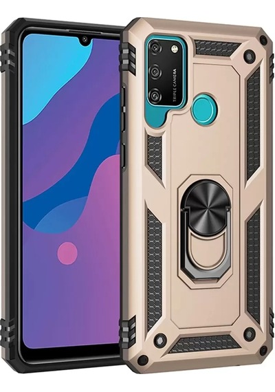 Newface Huawei Y6p Kılıf Sofya Yüzüklü Silikon Kapak - Gold Altın