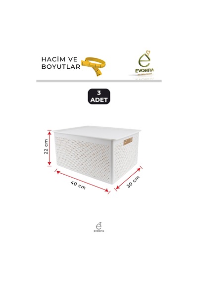 3lü Kapaklı Saklama Kutusu 20 Lt Çok Amaçlı Organizer Banyo Mutfak Dolap Düzenleyici Renkli