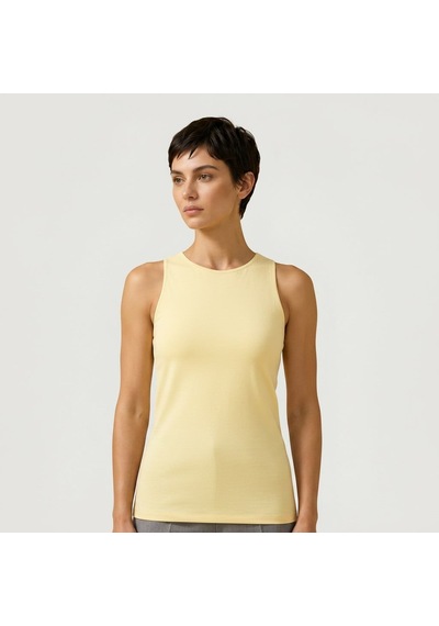 Bonbon Kadın Basic Kolsuz İçi Yarım Astarlı Tshirt Bb2538 Sarı
