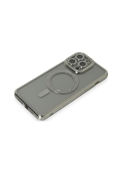 Apple Uyumlu iPhone 15 Pro Uyumlu Kılıf Joke Simli Magneticsafe Kılıf - Gri
