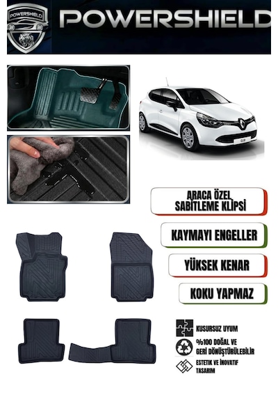 Powershıeld Renault Clio 4 2012-2018 Arası Uyumlu Araca Özel Premium 5d Havuzlu Oto Paspas Takımı