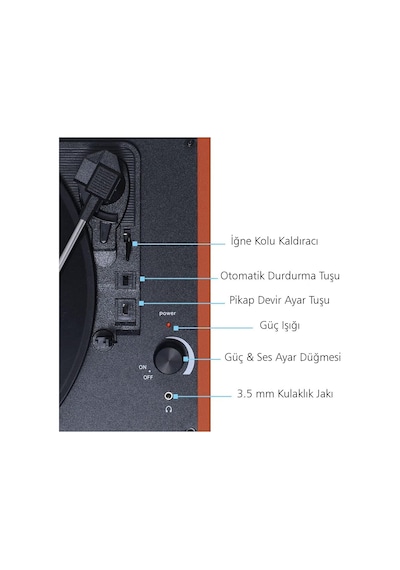 T310ch Şarj Ve Bluetooth Özellikli Pikap - 33, 45, 78 T310ch Kahverengi