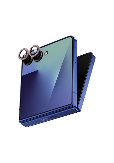 Samsung Galaxy Uyumlu Z Flip 7 İçin Ipg Prolens Kamera Lens Koruyucu Elmas Taş Çerçeveli, Kırılmaz Cam Pembe
