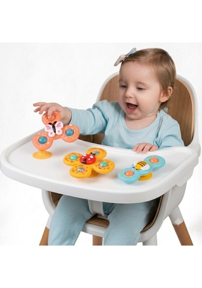3 Parça Renkli Set Vantuzlu Dönen Banyo Oyuncakları Çocuk