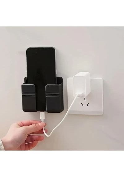 1 Adet Yapışkanlı Duvara Monte Telefon, Kumanda Tutacağı. Duvara Yapışmalı Telefon Tutacağı. Siyah