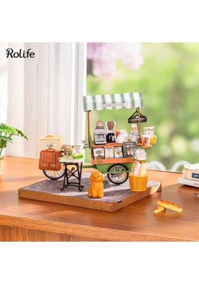 Rolife Dg182 Kahve Arabası Aromatic Coffee Dıy Minyatür Maket Model Seti Ahşap 3d Wooden Puzzle 3d Model Kit Detaylı Dekoratif Hobi Seti Ahşap Maket