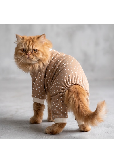 Latte Sprinkles Kedi Tulumu Pamuklu Penye Kedi Kıyafeti Küçük Irklar İçin Tüy Dökülmesini Azaltır