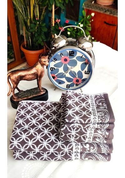 Hediyelik, Çeyizlik , İhraç Fazlası Özel Üretim Bukle Cotton Banyo-mutfak Havlu Seti 6'lı Set Mürdüm