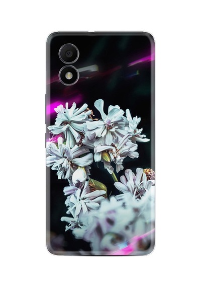 Tcl 303 Kılıf Excode Uyumlu Resimli Desenli Silikon Platinium Series Beyaz Çiçekler 1888