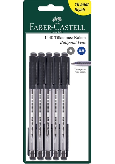Faber Castell 1440 Tükenmez Kalem 0.8 MM 10'lu Siyah