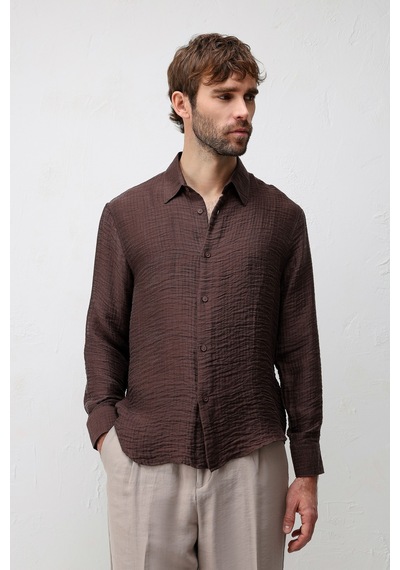 Antioch Crinkled Relax Fit Erkek Gömlek Kahve