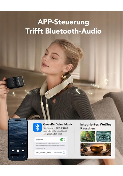 Isı Ve Müzik Özellikli Skg Boyun Masajı Cihazı, Uygulama, Shiatsu Kablosuz, Ps700