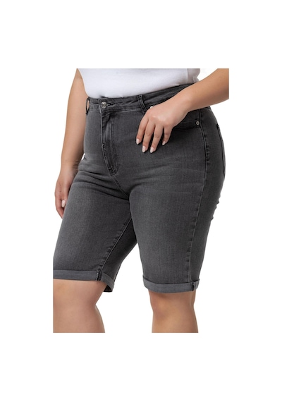 Büyük Beden Paçası Katlamalı Beş Cepli Denim Antrasit Şort-antrasit Antrasit