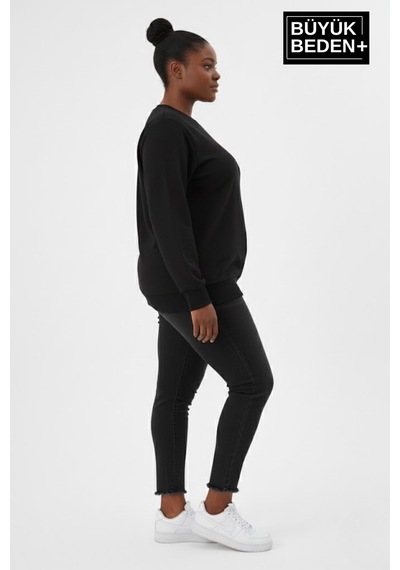 Superlife Kadın Büyük Beden Bisiklet Yaka Kollar Ve Etek Ribanalı İnce Sweatshirt Spr26bswk956 Siyah Superlife Kadın Büyük Beden Bisiklet Yaka Kollar Ve Etek Ribanalı İnce Sweatshirt Spr26bswk956 Siyah
