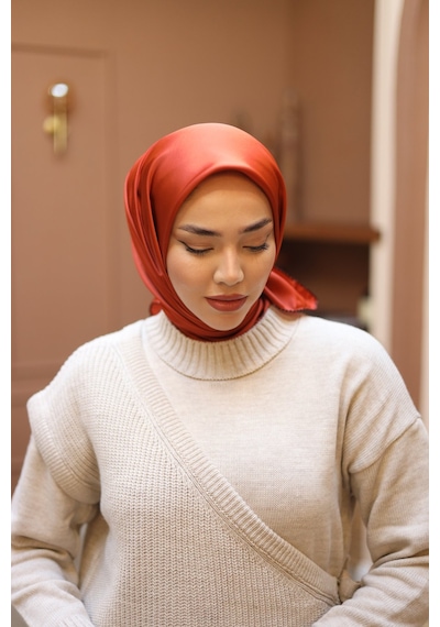 Silk Home Düz Micro Saten Eşarp 28012-13 Bakır