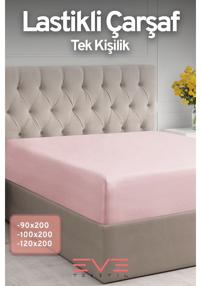 Eve Tekstil %100 Doğal Pamuk Tek Kişilik Rainforce Kumaş Lastikli Çarşaf Ve Yastık Kılıf Set Toz Pembe