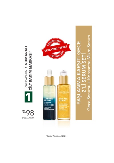 Yves Rocher Yaşlanma Karşıtı Gece 2'li Serum Seti - Gece Serumu 30 Ml & Konsantre Micro Serum 30 Ml