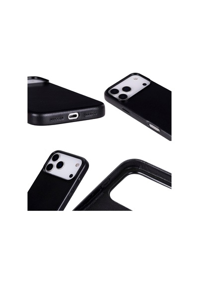 Bloomcase Premium Mono Obsidian Black Apple iPhone Uyumlu 17 Pro Max/ 18 Pro Max 6.9" Hakiki Deri Magsafe Kılıf Siyah