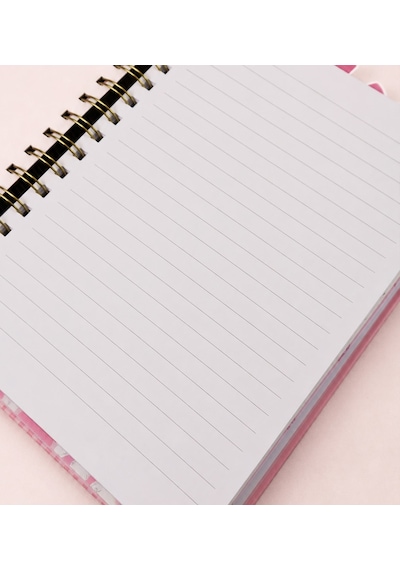 Pembe Fiyonk Temalı 4 Bölmeli Çizgili Defter & 10 Renkli Tükenmez Kalem Kırtasiye Seti