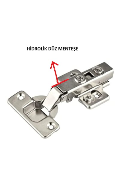 Meridyen Frenli Pistonlu Hidrolik Düz Menteşe Mutfak Vestiyer Kiler Dolabı Mobilya Kapakları Nikel Krom