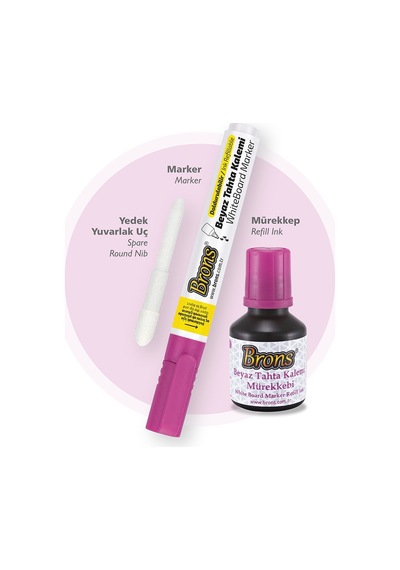 Brons Board Marker Set Pembe