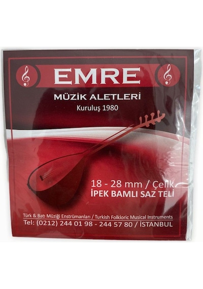 Emre Kısa Sap Bağlama Teli - Ipek Bamlı Saz Teli 0.18Mm- 0.28Mm Emre Kısa Sap Bağlama Teli - Ipek Bamlı Saz Teli 0.18Mm- 0.28Mm