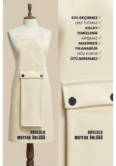Su Geçirmez Havlulu Mutfak Önlüğü Düğmeli Çıkarılabilir Havlu Tasarımı İle Pratik Kullanım, Su İtici Kumaş, Kadın Erkek Uyumlu Şık Mutfak Önlüğü Açık Kahverengi - Beyaz Su Geçirmez Havlulu Mutfak Önlüğü Düğmeli Çıkarılabilir Havlu Tasarımı İle Pratik Kullanım, Su İtici Kumaş, Kadın Erkek Uyumlu Şık Mutfak Önlüğü Açık Kahverengi - Beyaz