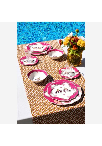 Pembe Porselen Çukur Tabak 21 Cm