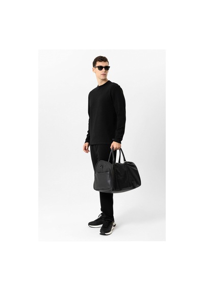 Backandbond Siyah Regular Fit Baskılı Bisiklet Yaka Sweatshirt