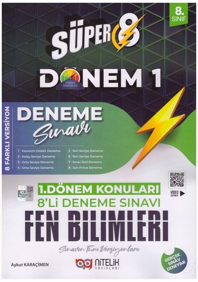 8.Sınıf 1.Dönem Konuları 8'li Deneme Sınavı Fen Bilimleri - Aykut Karaçimen - Nitelik Yayınları