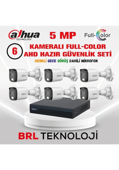 Dahua 5 Mp 6 Kameralı Sesli 30 Metre Renkli Gece Görüşlü Full Hd Kamera Seti