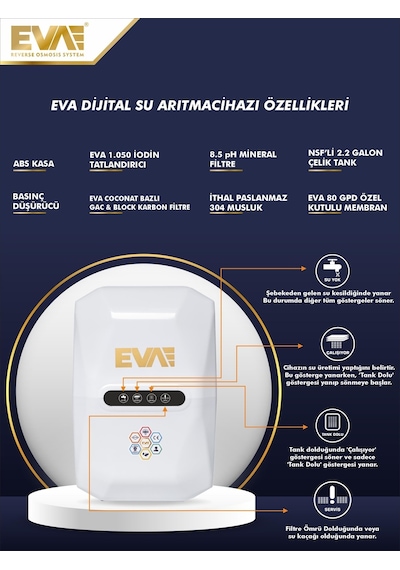 Eva Premium Dijital Ekranlı Mineralli Su Arıtma Cihazı