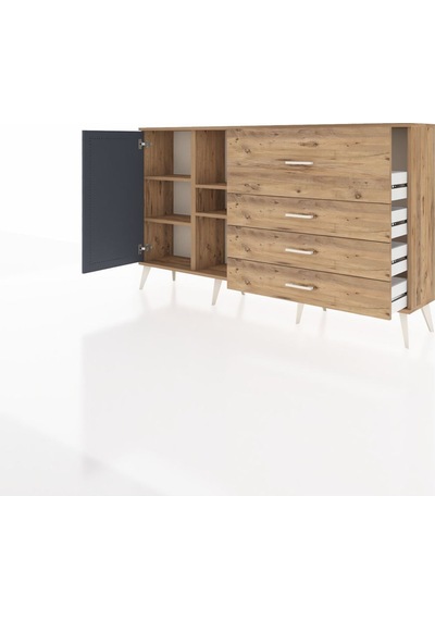 Arges Konsol 4 Raflı 4 Çekmeceli Tek Kapaklı 176x30x99 Çam-antrasit/çam Antrasıt/atlas Çam - Atlas Çam Arges Konsol 4 Raflı 4 Çekmeceli Tek Kapaklı 176x30x99 Çam-antrasit/çam Antrasıt/atlas Çam - Atlas Çam