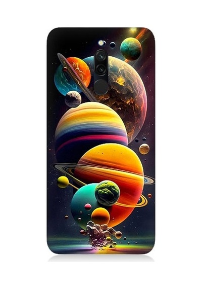 Xiaomi Redmi 8 Uyumlu Gezegenler Ve Büyük Patlama Desenli Silikon Kılıf
