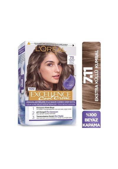 4 Adet L'oreal Paris Excellence Cool Creme Saç Boyası - 7.11 Ekstra Küllü Kumral