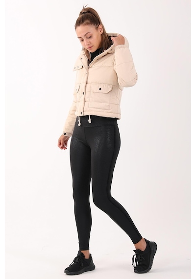 Maraton Sportswear Regular Kadın Kapşonlu Uzun Kol Basic Kil Mont 21288-kil Bej
