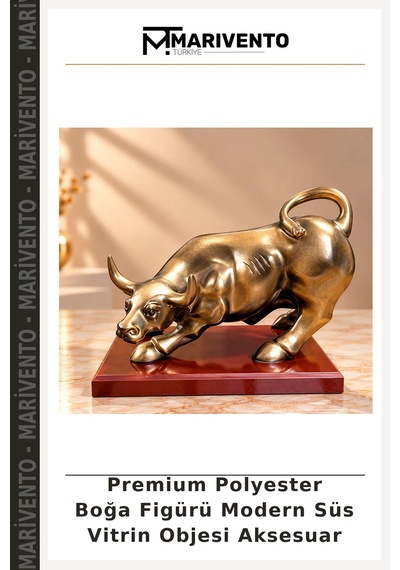 Premium Polyester Boğa Figürü Modern Süs Vitrin Objesi Aksesuar