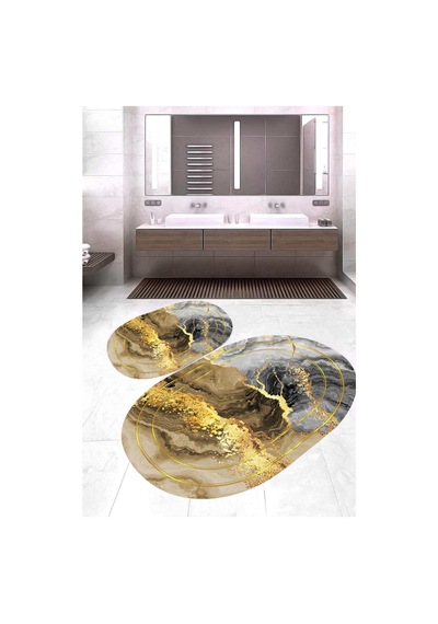 Eliana Home Dijital Baskı 2'li Banyo Paspas Takımı Lna5-hy1044 100x60 Ve 60x50 Cm Sarı