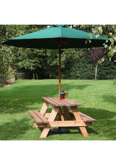 İahşap 6 Kişilik Ticari Tip Fırınlanmış Emprenyeli Ahşap Piknik Masası - 150 Cm Kahverengi