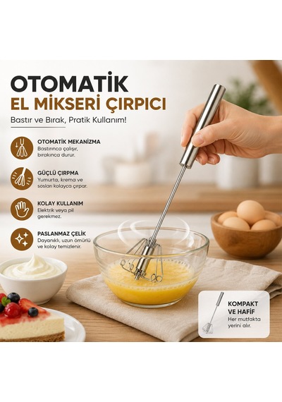 Chef Prıme Enfa Enf-366 El Mikseri Çırpıcı Metal Otomatik Bastır-bırak - 12'li Paket Diğer