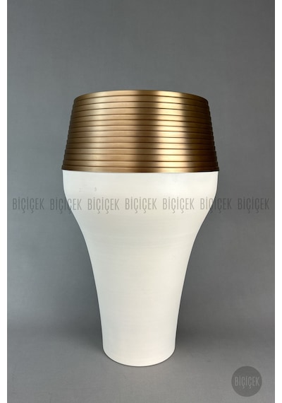 Biçiçek Cleopatra Saksı 70cm Krem Gold