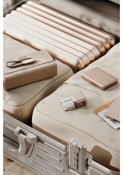 X Bazic 25w Adaptör Alupac 10.000 Mah Powerbank Ve Alucable 60w Usb To Lightning Kablolu Set Travel Çanta - Gold Koyu Gri