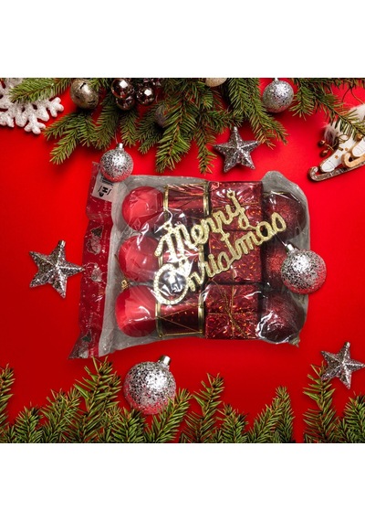 Yeni Yıl Yılbaşı Noel Çam Ağacı Süsü Lüx 13 Parça Orta Boy