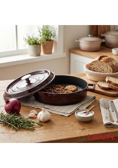 Lava Metal Premium Serisi - Döküm Çok Amaçlı Tencere, Yuvarlak, 28 Cm, Majolik Mor Genel