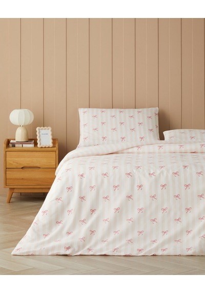 Ribbon Glow Kolay Ütülenir Çift Kişilik Nevresim Seti 200x220 Cm Pembe
