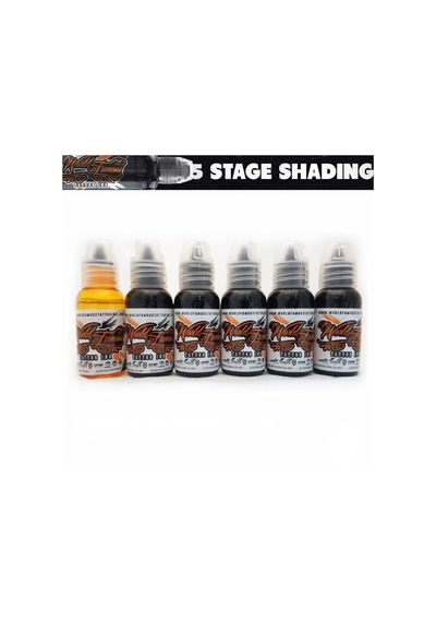 Five Stage Shading 5'li Gölge Boyası Seti - World Famous Ink Dövme Boyası - 1oz/30ml +solüsyon